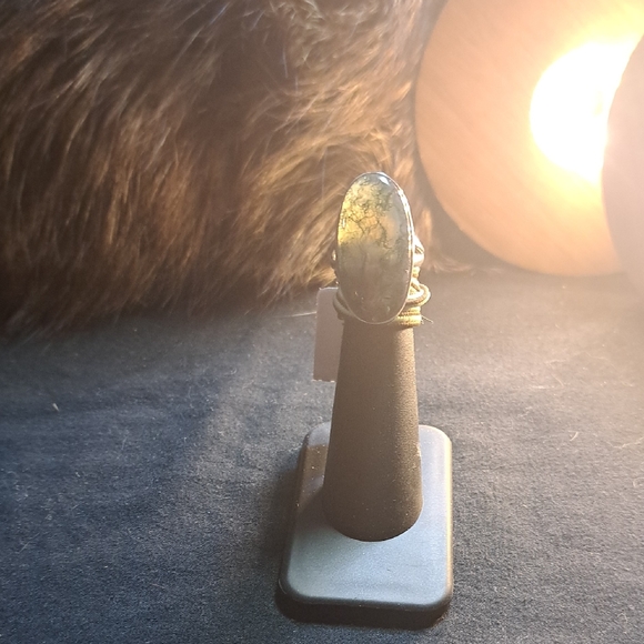 Jewelry - Elegant Silver & Moss Agate  Women's Ring